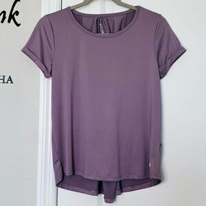 apana lavender short sleeve yoga top cinched back womens (xs)